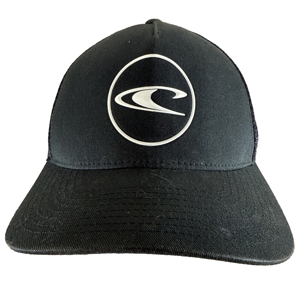 O'Neill Black Trucker Hat Mesh Back Snapback Surf Logo Cap Adjustable